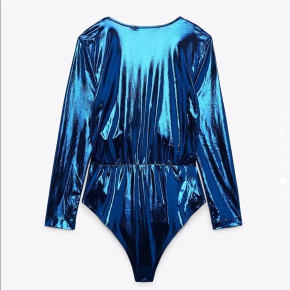 Zara Blue Metallic Bodysuit - Picture 4 of 7